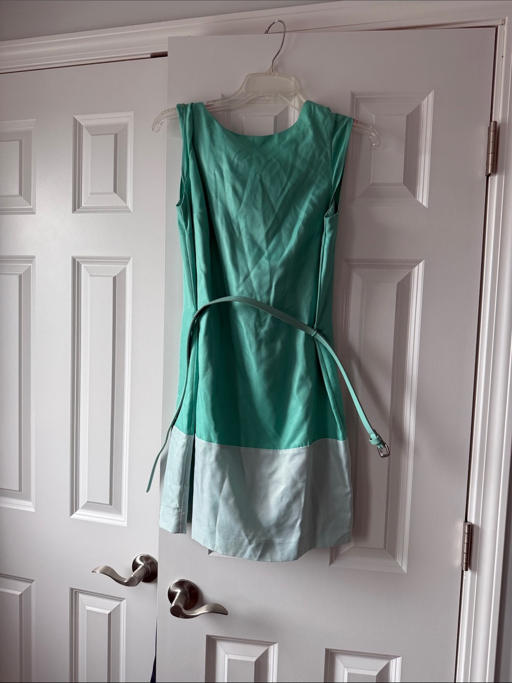 The Limited Two-Tone Mint Green Mini Dress with Belt